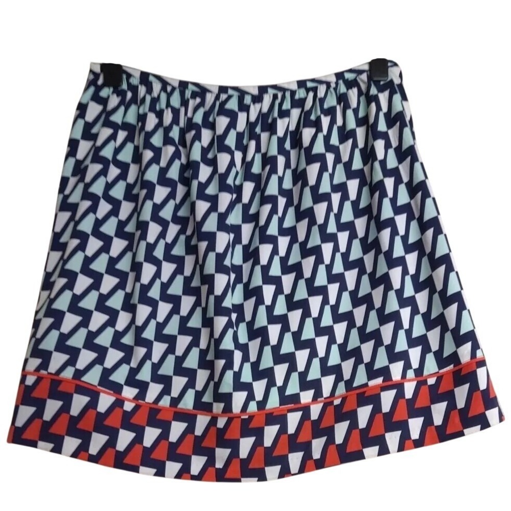 Tommy Hilfiger Women's Gathered Skirt Nautical Red White Blue Lined Size 12